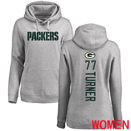 Green Bay Packers Ash Women 77 Turner Billy Backer Nike NFL Pullover Hoodie Sweatshirts